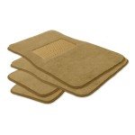 FH Group Car Floor Mat 4 Piece Set Driver's Seat with Heel Pad Deluxe Front 66 x 43 cm Rear 32 x 43 cm Beige