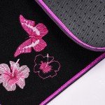 CAR PASS Embroidery Butterfly and Flower Car Floor Mats, Pink Car Floor Mats Universal Fit 95% Automotive,SUVS,Sedan,Vans,for Cute Women,Girly,Set of 4 (Black with Pink)