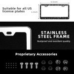 OKLPF Bling License Plate Frame for Women, 2PCS Sparkly License Plate Frames| Over 1200 pcs14 Facets Bedazzled Clear Glass Diamond Rhinestone Crystals w/Free Glitter Diamond Box (Black)