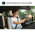 FH Group Car Seat Covers Full Set Cloth - Universal Fit, Automotive Seat Covers, Low Back Front Seat Covers, Airbag Compatible, Split Bench Rear Seat, Car Seat Cover for SUV, Sedan, Van Beige