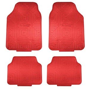 FH Group Automotive Floor Mats - Heavy-Duty Red Metallic Rubber Floor Mats for Cars, Universal Fit Full Set, Climaproof Floor Mats, Trimmable Floor Mats for Most Sedan, SUV, Truck Floor Mats