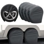 Joroamp Camper Tire Covers 4 Pack, RV Trailer Wheel Tire Cover Travel Boat Trailer Tire Covers Accessories for Trucks Storage, SUV, Jeep, Outside Tyre Cover Fits Tire Diameters 27-29 Inches(Black)
