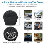 Joroamp Camper Tire Covers 4 Pack, RV Trailer Wheel Tire Cover Travel Boat Trailer Tire Covers Accessories for Trucks Storage, SUV, Jeep, Outside Tyre Cover Fits Tire Diameters 27-29 Inches(Black)