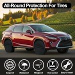 Joroamp Camper Tire Covers 4 Pack, RV Trailer Wheel Tire Cover Travel Boat Trailer Tire Covers Accessories for Trucks Storage, SUV, Jeep, Outside Tyre Cover Fits Tire Diameters 27-29 Inches(Black)