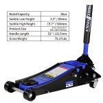 PULLAFUN 3 Ton Low Profile Floor Jack Capacity 6600 lbs with Dual Piston,Steady Steel Quick Lift Pump (Lift Pump 3.3"-19.7")