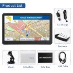 GPS Navigator for Car Truck RV, Latest 2025 Map(Free Lifetime Updates) 7 inch Touch Screen Car GPS, Support Voice Turn Direction Guidance/Speed and Red Light Warning/Custom Truck Routing