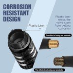 Tire Valve Stem Cap Cover - (5 Pack) Tire Air Cap Metal with Plastic Liner Corrosion Resistant Leak-Proof American Flag for Car Truck Motorcycle Bike Black