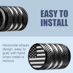 Tire Valve Stem Cap Cover - (5 Pack) Tire Air Cap Metal with Plastic Liner Corrosion Resistant Leak-Proof American Flag for Car Truck Motorcycle Bike Black