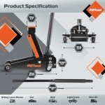 AV Steel 3 Ton Heavy Duty Hydraulic Floor Jack for Car (6600 lbs) With Single Piston Pump, Quick Lift, Lifting Range 5.5'' to 18.5''