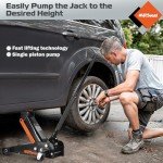 AV Steel 3 Ton Heavy Duty Hydraulic Floor Jack for Car (6600 lbs) With Single Piston Pump, Quick Lift, Lifting Range 5.5'' to 18.5''