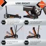 AV Steel 3 Ton Heavy Duty Hydraulic Floor Jack for Car (6600 lbs) With Single Piston Pump, Quick Lift, Lifting Range 5.5'' to 18.5''