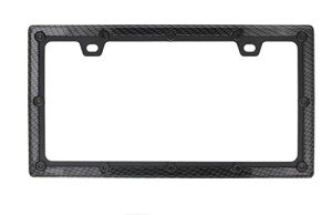 Harrier Hardware Die-Cast Metal Automobile License Plate Frame, Carbon Fiber Black