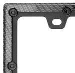 Harrier Hardware Die-Cast Metal Automobile License Plate Frame, Carbon Fiber Black