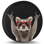 Spare Tire Cover Raccoon Wheel Tire Cover Waterproof Sun Protection Universal Fit for Trailers Rv SUV Truck Camper Travel 15 Inch