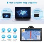 GPS Navigator for Car, Latest 2025 Map, Truck GPS 9 inch Touch Screen, Real Voice Spoken Turn-by-Turn Direction Reminding, Speed and Red Light Warning, Vehicle GPS Satellite Navigation System (Grey)
