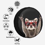 Spare Tire Cover Raccoon Wheel Tire Cover Waterproof Sun Protection Universal Fit for Trailers Rv SUV Truck Camper Travel 15 Inch