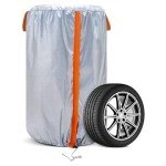NEVERLAND Large Tire Covers for Storage - Seasonal Tire Storage Bag Waterproof 300D Oxford Tire Stack Cover with Reflective Handle for Indoor/Outdoor Use (Holding 4 Tires Within 35 Inch Diameter)