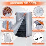 NEVERLAND Large Tire Covers for Storage - Seasonal Tire Storage Bag Waterproof 300D Oxford Tire Stack Cover with Reflective Handle for Indoor/Outdoor Use (Holding 4 Tires Within 35 Inch Diameter)