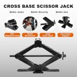 TCE AST10202SU Torin Wide Base Cross Car Scissor Jack: Steel Portable Quick Lift Tire Jacks Include Ratchet Wrench for Car, Truck, Sedans and MPV, 1.5 Ton (3,000 lbs) Capacity, Black