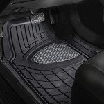 FH Group Premium Liners Tall Channel Trimmable All Weather Rubber Full Set Car Floor Mats (Gray) w. Trimmable All-Season Cargo Liner (Black) - Universal Fit for Cars Trucks and SUVs