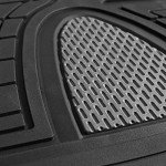 FH Group Premium Liners Tall Channel Trimmable All Weather Rubber Full Set Car Floor Mats (Gray) w. Trimmable All-Season Cargo Liner (Black) - Universal Fit for Cars Trucks and SUVs