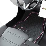 August Auto Universal Fit Cute Cat Carpet Car Floor Mats, Fit for Sedan, SUVs, Truck, Vans,Set of 4(Pink)