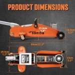 TONDA Floor Jack, 2 Ton (4,000 lb) Portable Hydraulic Car Lift Jack, Orange