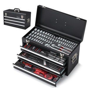 ARUCMIN 438-Piece Mechanics Tool Set with 3-Drawer Heavy Duty Metal Box Repair Tool Kit/02