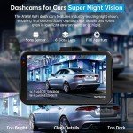 Dash Cam Front and Rear, Dash Camera for Cars WiFi/APP Control Dual Dashcam W/ 64GB Card, 2.5K Dash Cam Front+1080P Rear Car Camera W/Super Night Vision, Loop Recording, G-Sensor, Max Support 256GB