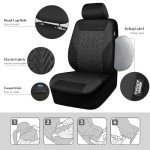 CAR PASS Car Seat Covers Full Sets, Front & Split Rear Bench for Car, 3D Tyre Embossed Automotive Interior Covers, Airbag Compatible, Quick Setup Universal Fit Seat Covers for Car, SUV(Charcoal)