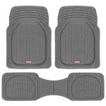 Motor Trend FlexTough Floor Mats for Cars, Gray Deep Dish All-Weather Mats, Waterproof Trim-To Fit Automotive Floor Mats for Trucks SUV, Universal Liner Car Accessories