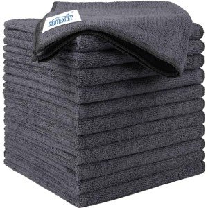 HOMEXCEL Microfiber Cleaning Cloth 12 Pack, 12.5 x 12.5 inch Microfiber Towels for Cars, Ultra Absorbent Car Washing Cloth, Lint Free Streak Free Cleaning Rags for Car, Kitchen, and Window (Grey)