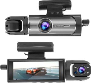 NLIEOPDA Dash Camera Front and Inside, 3.16inch Dash Cam 1080P, G Sensor HD Night Vision Loop Recording Wide Angle Car DVR (1)