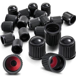 Outus 20 Pcck Tire Valve Team Caps Car Tire Caps Plastic Universal Black Stem Covers for Bike Bicycle Cars Suv Trucks Motorcycles