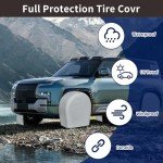 PureFit RV Tire Covers Set of 4 - UV Resistant Trailer Wheel Covers for Camper, SUV, Jeep, Trucks, Trailers and RV, Universal Tire Protecor Fits 24"-26" Inch Tire, Gray