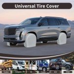 PureFit RV Tire Covers Set of 4 - UV Resistant Trailer Wheel Covers for Camper, SUV, Jeep, Trucks, Trailers and RV, Universal Tire Protecor Fits 24"-26" Inch Tire, Gray
