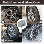 PureFit RV Tire Covers Set of 4 - UV Resistant Trailer Wheel Covers for Camper, SUV, Jeep, Trucks, Trailers and RV, Universal Tire Protecor Fits 24"-26" Inch Tire, Gray