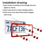 alpmosn 2PCS Stainless Steel License Plate Frames, 4 Holes Car Licence Plate Covers with Screws Washers and Caps, Car Exterior Accessories, License Plate Holder for US Vehicles (Red)