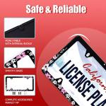 Pink Cherry Blossom Floral License Plate Frame 1 Pack Stainless Steel Car Beautiful Sakura License Plate Accessory Personalize Decor 12.3" X 6.3" with 4 Holes Screw for Women