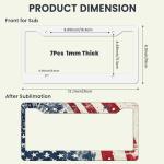 AceSubli 7 Pcs Sublimation License Plate Frame Blanks, Personalized Picture Metal Car Front License Plate Frame, Aluminum Tag Frame for License Plate Automotive Men Women Gift 1mm Thick