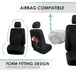 FH Group Car Seat Covers Front Set Premium 3D Air Mesh - Low Back Car Seats with Removable Headrest,Universal Fit,Automotive Seat Cover,Airbag Compatible Car Seat Cover for SUV,Sedan,Van Black