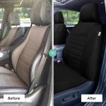 FH Group Car Seat Covers Front Set Premium 3D Air Mesh - Low Back Car Seats with Removable Headrest,Universal Fit,Automotive Seat Cover,Airbag Compatible Car Seat Cover for SUV,Sedan,Van Black