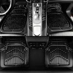 CAR PASS Shining Glitter Car Floor Mats 3D Leather Waterproof All Weather, Universal Trim to Fit & Anti-Slip, Safety & Light Easy Clean Install Fit for SUV,Truck,Auto,Sedan,Van 4 Piece (Black Glitter)