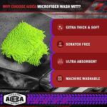 AIDEA Car Wash Mitt Microfiber, 2PK Scratch Free Lint-Free, Premium Chenille Microfiber Mitt Car Wash Brush, Green, Regular Size 7.12''X10.14''