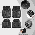 CAR PASS Shining Glitter Car Floor Mats 3D Leather Waterproof All Weather, Universal Trim to Fit & Anti-Slip, Safety & Light Easy Clean Install Fit for SUV,Truck,Auto,Sedan,Van 4 Piece (Black Glitter)