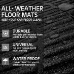 CAR PASS Shining Glitter Car Floor Mats 3D Leather Waterproof All Weather, Universal Trim to Fit & Anti-Slip, Safety & Light Easy Clean Install Fit for SUV,Truck,Auto,Sedan,Van 4 Piece (Black Glitter)