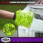AIDEA Car Wash Mitt Microfiber, 2PK Scratch Free Lint-Free, Premium Chenille Microfiber Mitt Car Wash Brush, Green, Regular Size 7.12''X10.14''