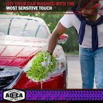 AIDEA Car Wash Mitt Microfiber, 2PK Scratch Free Lint-Free, Premium Chenille Microfiber Mitt Car Wash Brush, Green, Regular Size 7.12''X10.14''