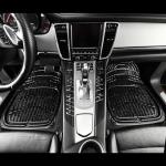 CAR PASS Shining Glitter Car Floor Mats 3D Leather Waterproof All Weather, Universal Trim to Fit & Anti-Slip, Safety & Light Easy Clean Install Fit for SUV,Truck,Auto,Sedan,Van 4 Piece (Black Glitter)