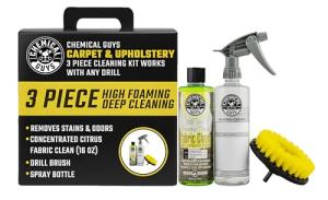 Chemical Guys Foaming Citrus Fabric Clean & Drill Brush Kit - High-Foaming Stain & Odor Remover for Car Carpets, Upholstery & Floor Mats - Deep Cleans & Deodorizes, Citrus Scent - 16 fl oz
